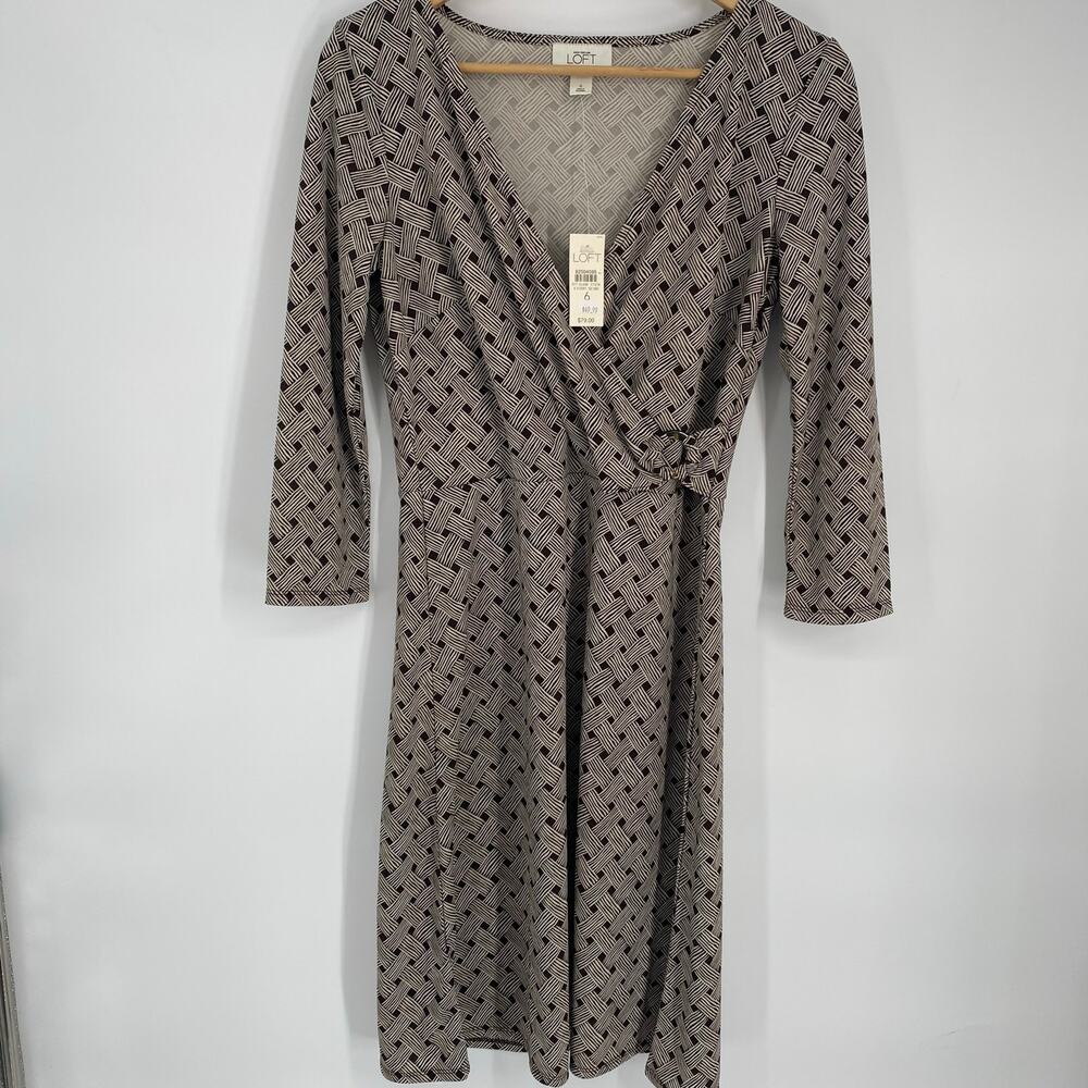 Ann Taylor‎ Dress Women’s 6 Brown Faux Wrap Professional Career Classic Feminine